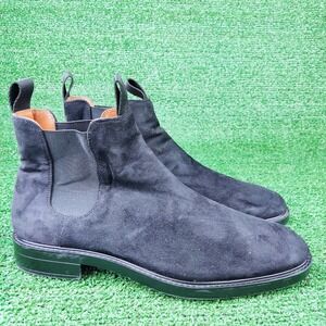 H&M Boots Mens 10 Black Chelsea Faux Suede Ankle Pull On Almond Toe Casual
